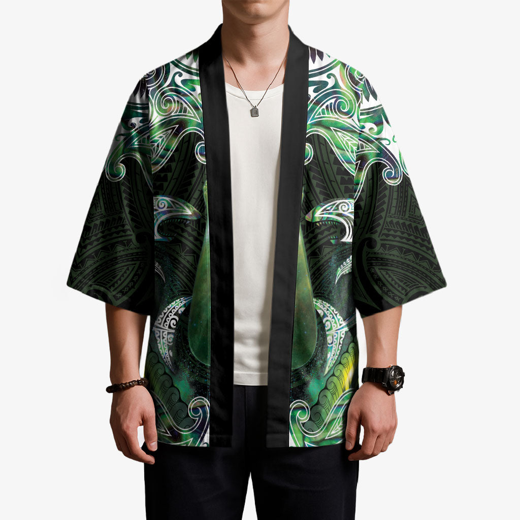 New Zealand Mere Pounamu Weapon Kimono Aotearoa Mango Paua Shell Maori Pattern