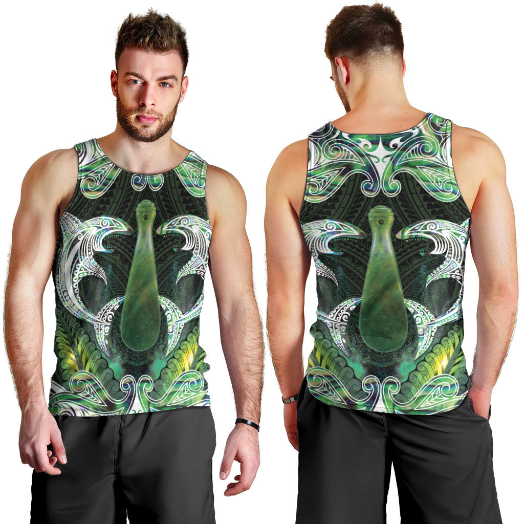 New Zealand Mere Pounamu Weapon Men Tank Top Aotearoa Mango Paua Shell Maori Pattern
