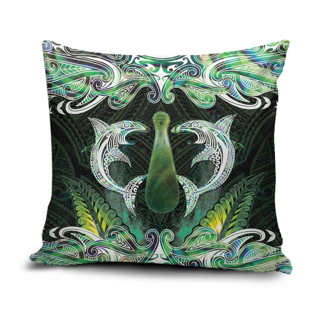 New Zealand Mere Pounamu Weapon Pillow Cover Aotearoa Mango Paua Shell Maori Pattern