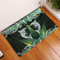 New Zealand Mere Pounamu Weapon Rubber Doormat Aotearoa Mango Paua Shell Maori Pattern