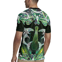 New Zealand Mere Pounamu Weapon Rugby Jersey Aotearoa Mango Paua Shell Maori Pattern