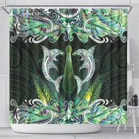 New Zealand Mere Pounamu Weapon Shower Curtain Aotearoa Mango Paua Shell Maori Pattern