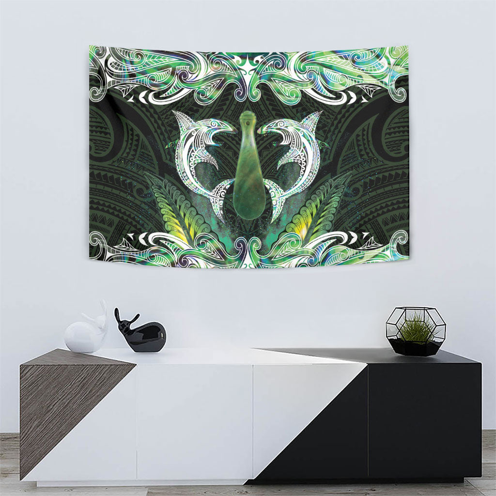 New Zealand Mere Pounamu Weapon Tapestry Aotearoa Mango Paua Shell Maori Pattern