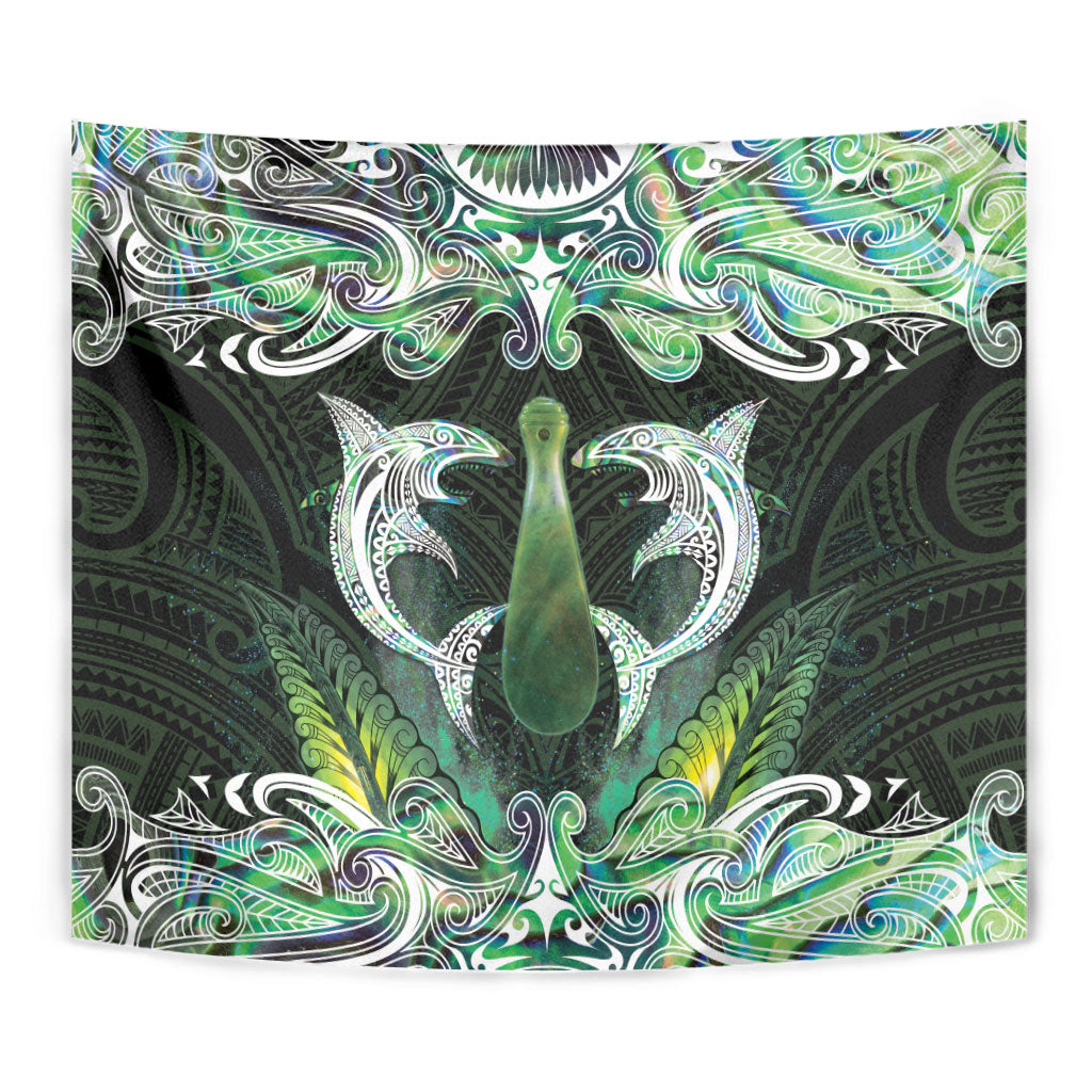 New Zealand Mere Pounamu Weapon Tapestry Aotearoa Mango Paua Shell Maori Pattern