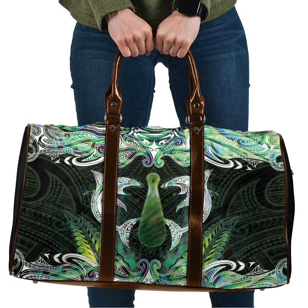 New Zealand Mere Pounamu Weapon Travel Bag Aotearoa Mango Paua Shell Maori Pattern LT22 Green - Polynesian Pride
