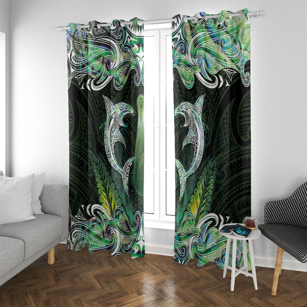 New Zealand Mere Pounamu Weapon Window Curtain Aotearoa Mango Paua Shell Maori Pattern