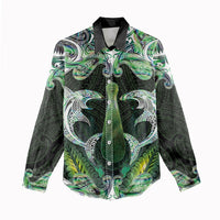 New Zealand Mere Pounamu Weapon Women Casual Shirt Aotearoa Mango Paua Shell Maori Pattern