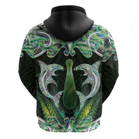New Zealand Mere Pounamu Weapon Zip Hoodie Aotearoa Mango Paua Shell Maori Pattern