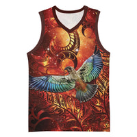 New Zealand Kea Bird Matariki Personalised Basketball Jersey Silver Fern Maori Pattern