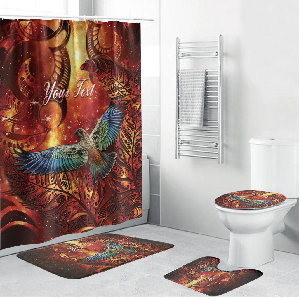 New Zealand Kea Bird Matariki Personalised Bathroom Set Silver Fern Maori Pattern LT22 Bathroom Set (4 pcs) Orange - Polynesian Pride