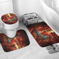 New Zealand Kea Bird Matariki Personalised Bathroom Set Silver Fern Maori Pattern LT22 Mat Set Only (3 pcs) One Size Orange - Polynesian Pride