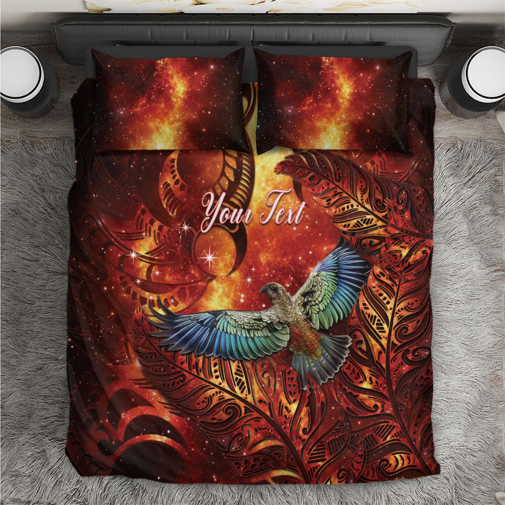New Zealand Kea Bird Matariki Personalised Bedding Set Silver Fern Maori Pattern