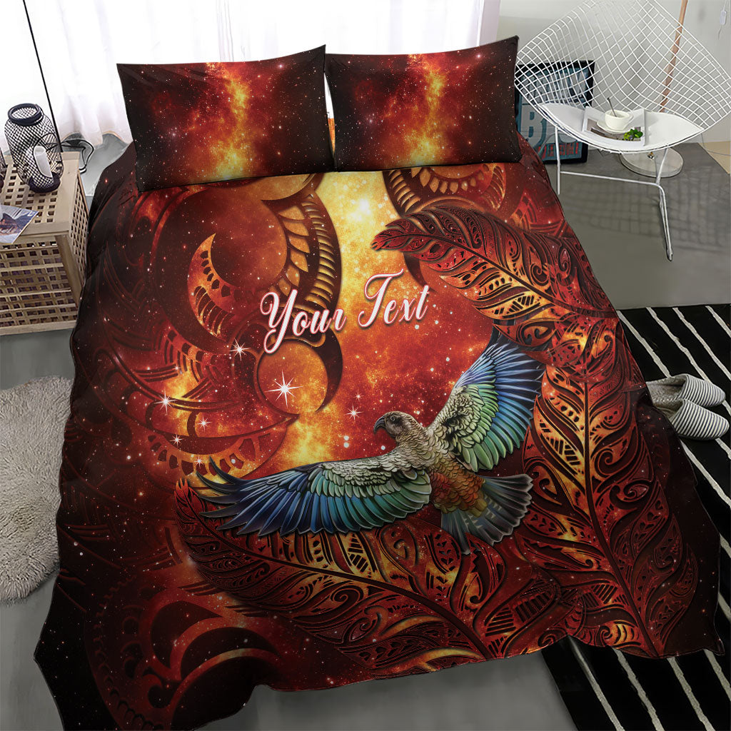 New Zealand Kea Bird Matariki Personalised Bedding Set Silver Fern Maori Pattern