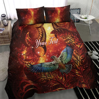 New Zealand Kea Bird Matariki Personalised Bedding Set Silver Fern Maori Pattern