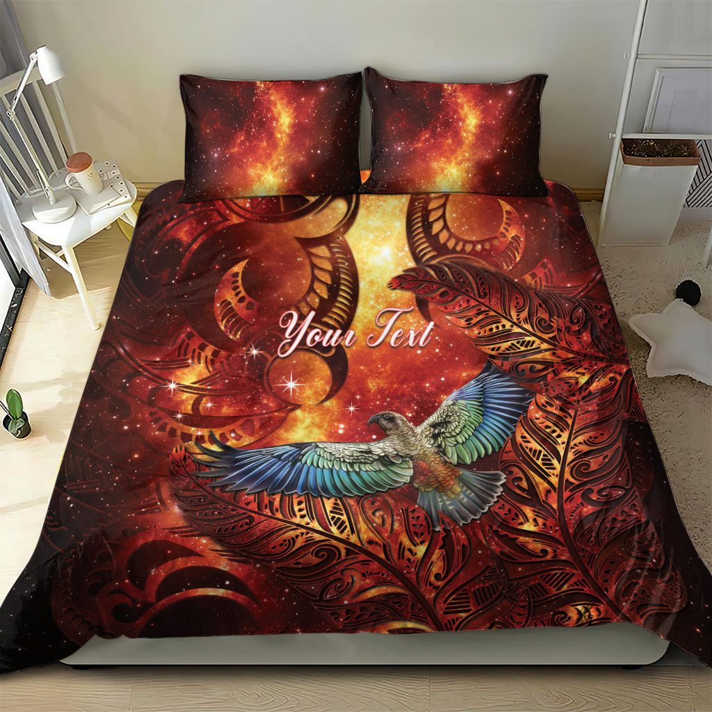 New Zealand Kea Bird Matariki Personalised Bedding Set Silver Fern Maori Pattern