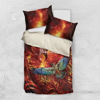 New Zealand Kea Bird Matariki Personalised Bedding Set Silver Fern Maori Pattern