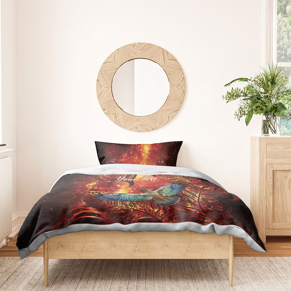 New Zealand Kea Bird Matariki Personalised Bedding Set Silver Fern Maori Pattern