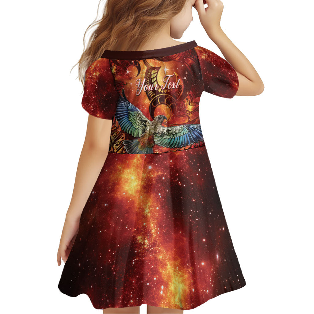 New Zealand Kea Bird Matariki Personalised Family Matching Long Sleeve Bodycon Dress and Hawaiian Shirt Silver Fern Maori Pattern