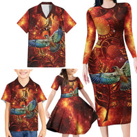 New Zealand Kea Bird Matariki Personalised Family Matching Long Sleeve Bodycon Dress and Hawaiian Shirt Silver Fern Maori Pattern