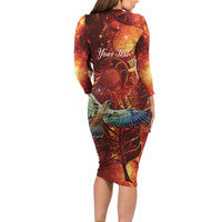 New Zealand Kea Bird Matariki Personalised Family Matching Long Sleeve Bodycon Dress and Hawaiian Shirt Silver Fern Maori Pattern