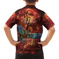 New Zealand Kea Bird Matariki Personalised Family Matching Off The Shoulder Long Sleeve Dress and Hawaiian Shirt Silver Fern Maori Pattern