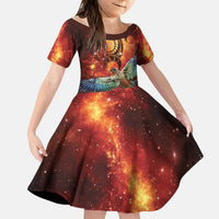 New Zealand Kea Bird Matariki Personalised Family Matching Off The Shoulder Long Sleeve Dress and Hawaiian Shirt Silver Fern Maori Pattern