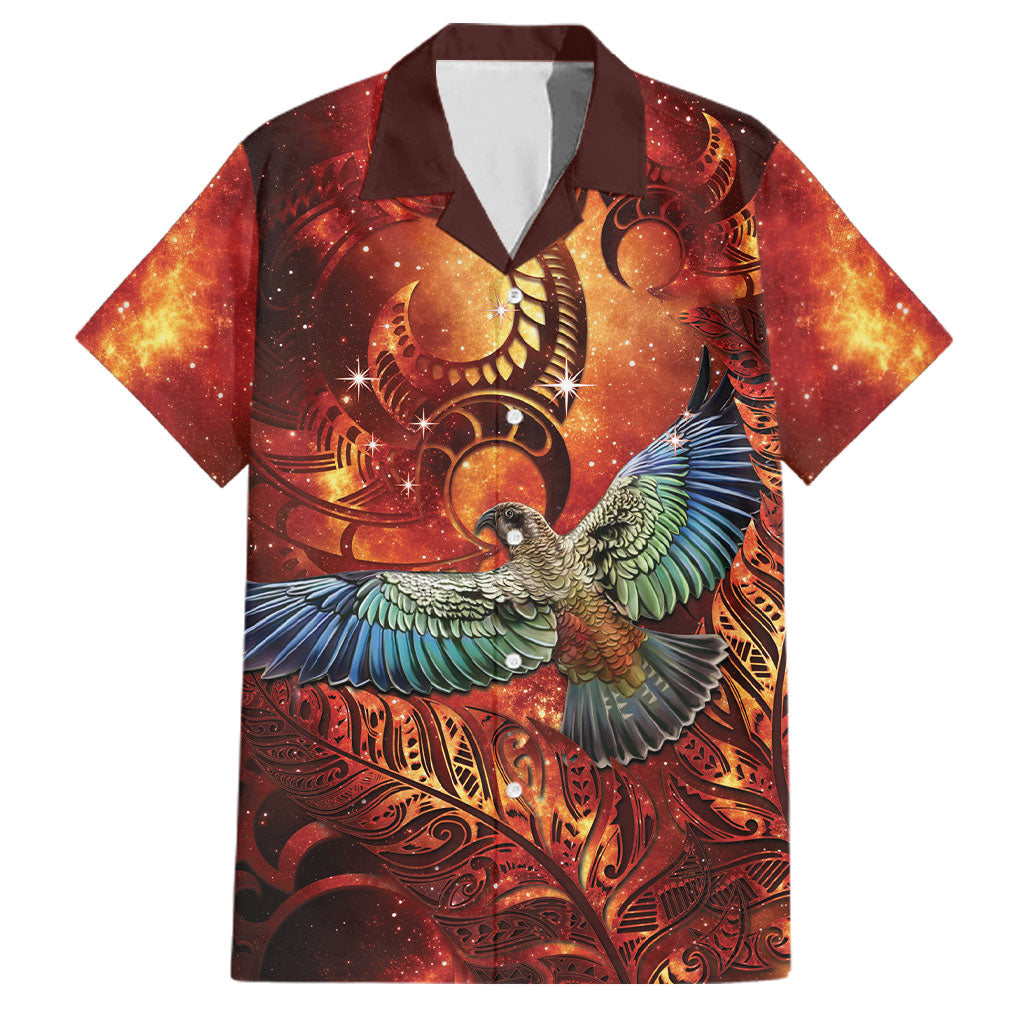 New Zealand Kea Bird Matariki Personalised Family Matching Off The Shoulder Long Sleeve Dress and Hawaiian Shirt Silver Fern Maori Pattern