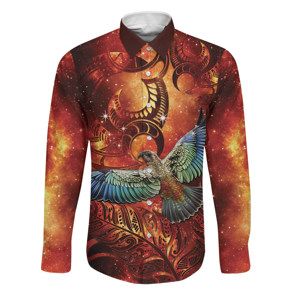 New Zealand Kea Bird Matariki Personalised Family Matching Off The Shoulder Long Sleeve Dress and Hawaiian Shirt Silver Fern Maori Pattern