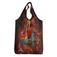 New Zealand Kea Bird Matariki Personalised Grocery Bag Silver Fern Maori Pattern