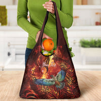New Zealand Kea Bird Matariki Personalised Grocery Bag Silver Fern Maori Pattern