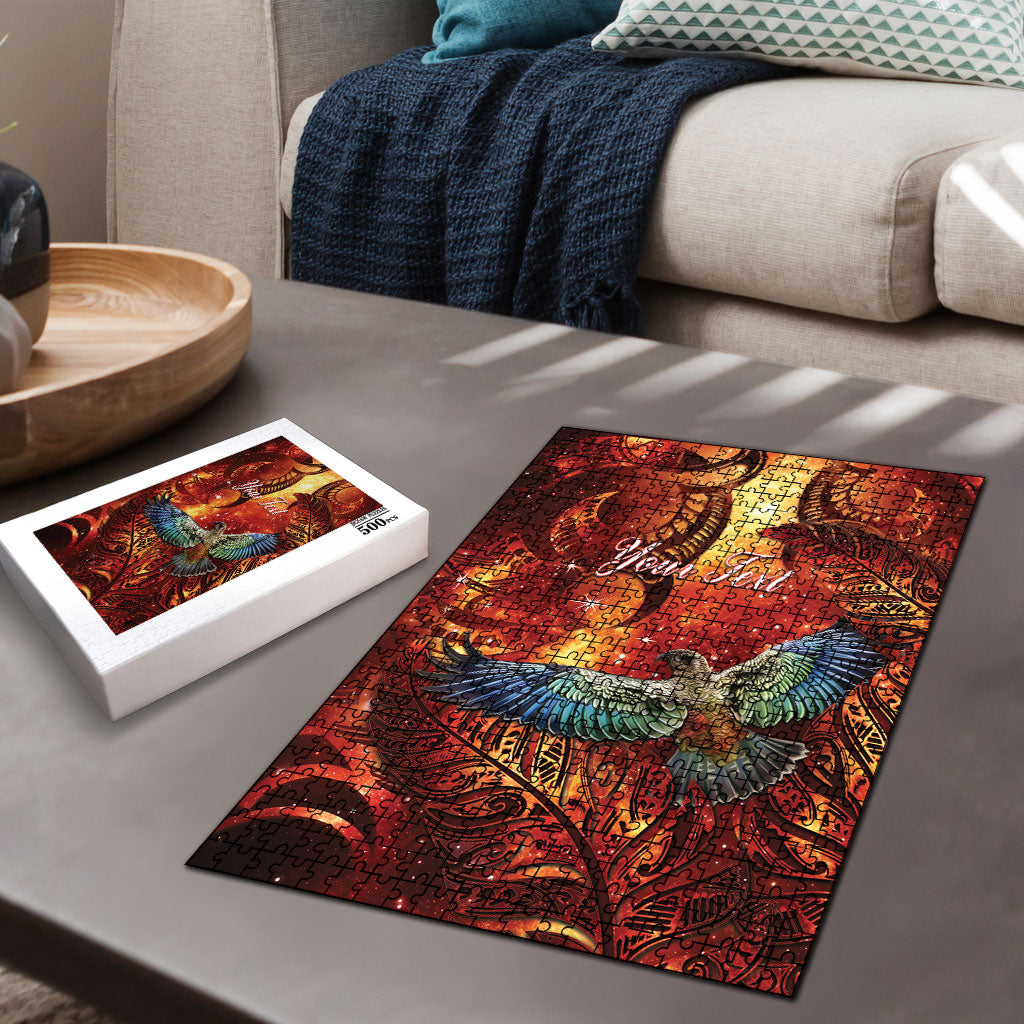 New Zealand Kea Bird Matariki Personalised Puzzle Silver Fern Maori Pattern