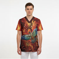 New Zealand Kea Bird Matariki Personalised Scrub Top Silver Fern Maori Pattern LT22 - Polynesian Pride