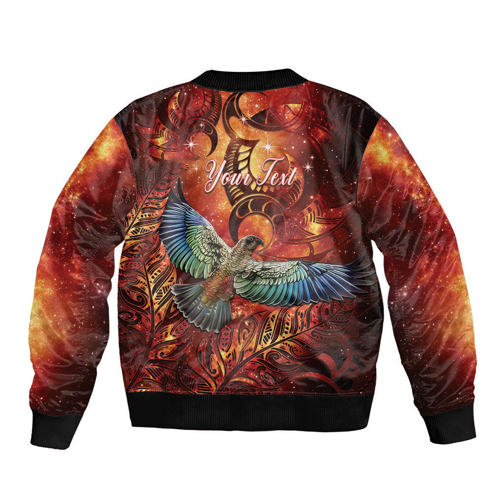 New Zealand Kea Bird Matariki Personalised Sleeve Zip Bomber Jacket Silver Fern Maori Pattern LT22 - Polynesian Pride