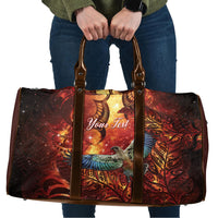 New Zealand Kea Bird Matariki Personalised Travel Bag Silver Fern Maori Pattern LT22 Orange - Polynesian Pride