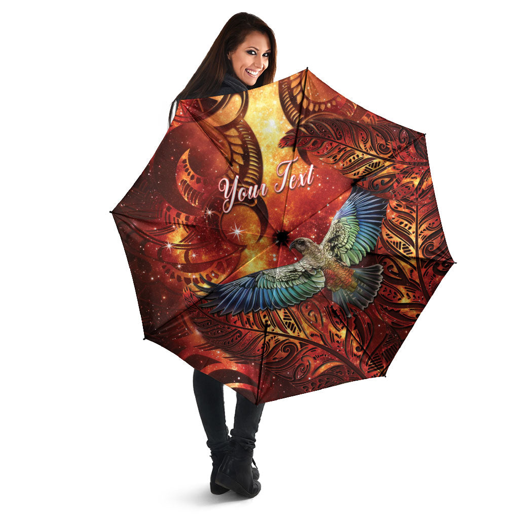 New Zealand Kea Bird Matariki Personalised Umbrella Silver Fern Maori Pattern LT22 - Polynesian Pride