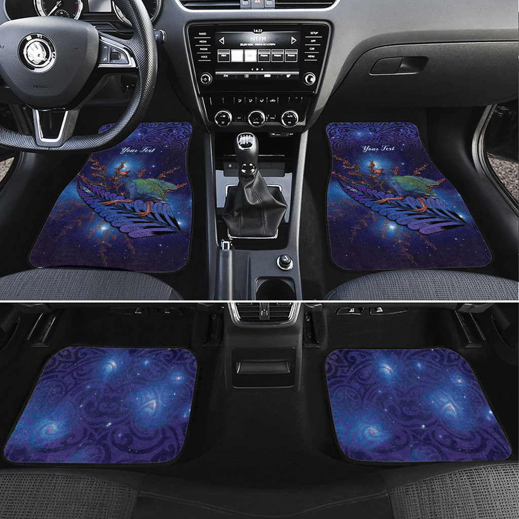 Takahe New Zealand Personalised Car Mats Harakeke Silver Fern Maori Pattern