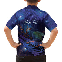 Takahe New Zealand Personalised Family Matching Tank Maxi Dress and Hawaiian Shirt Harakeke Silver Fern Maori Pattern