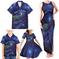 Takahe New Zealand Personalised Family Matching Tank Maxi Dress and Hawaiian Shirt Harakeke Silver Fern Maori Pattern