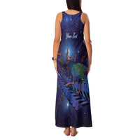 Takahe New Zealand Personalised Family Matching Tank Maxi Dress and Hawaiian Shirt Harakeke Silver Fern Maori Pattern