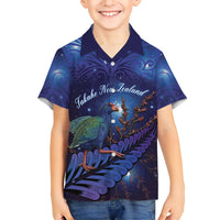 Takahe New Zealand Personalised Family Matching Tank Maxi Dress and Hawaiian Shirt Harakeke Silver Fern Maori Pattern