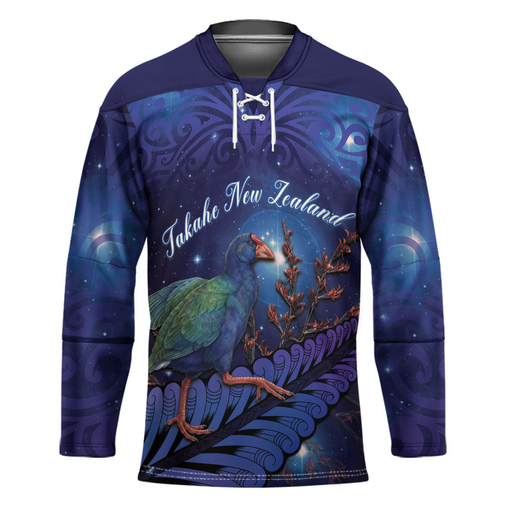 Takahe New Zealand Personalised Hockey Jersey Harakeke Silver Fern Maori Pattern LT22 Unisex Blue - Polynesian Pride