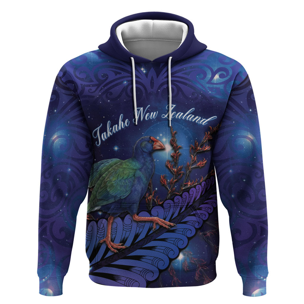 Takahe New Zealand Personalised Hoodie Harakeke Silver Fern Maori Pattern