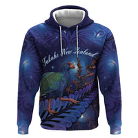Takahe New Zealand Personalised Hoodie Harakeke Silver Fern Maori Pattern
