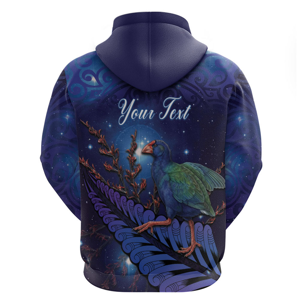 Takahe New Zealand Personalised Hoodie Harakeke Silver Fern Maori Pattern