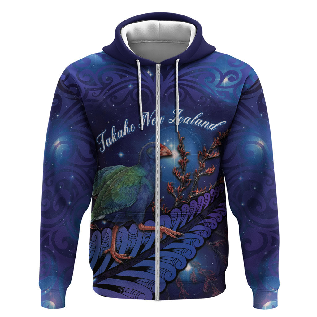Takahe New Zealand Personalised Hoodie Harakeke Silver Fern Maori Pattern