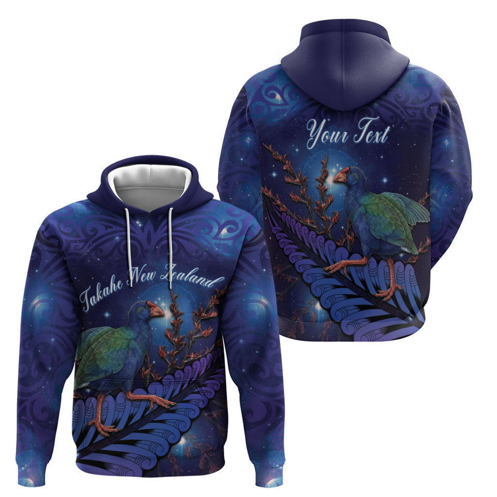 Takahe New Zealand Personalised Hoodie Harakeke Silver Fern Maori Pattern