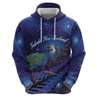 Takahe New Zealand Personalised Hoodie Harakeke Silver Fern Maori Pattern