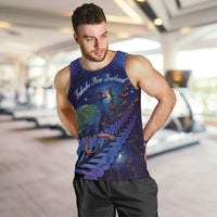 Takahe New Zealand Personalised Men Tank Top Harakeke Silver Fern Maori Pattern LT22 Blue - Polynesian Pride