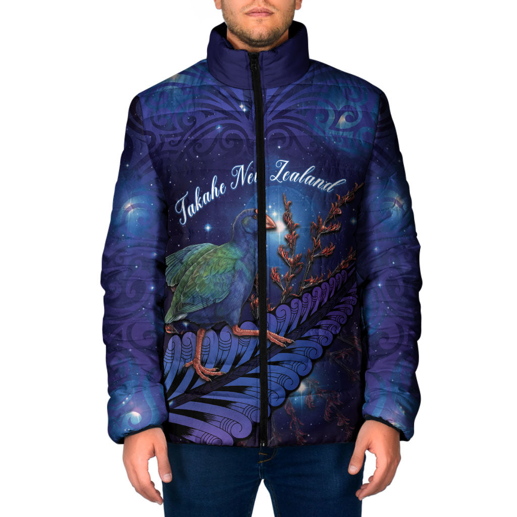 Takahe New Zealand Personalised Padded Jacket Harakeke Silver Fern Maori Pattern