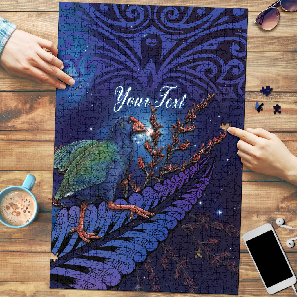 Takahe New Zealand Personalised Puzzle Harakeke Silver Fern Maori Pattern